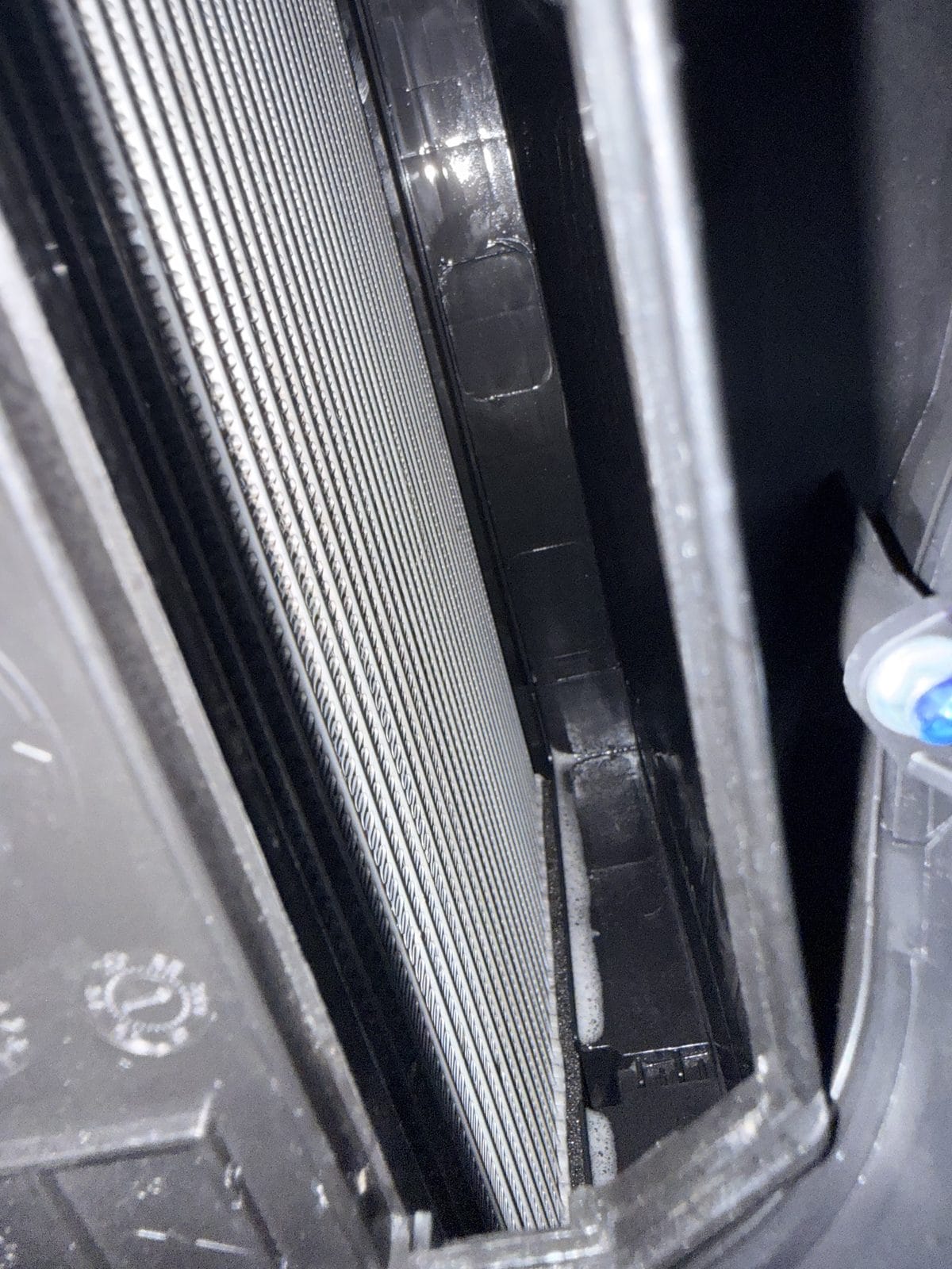 Clean Tesla Model Y evaporator fins after 15 minutes of foam cleaning